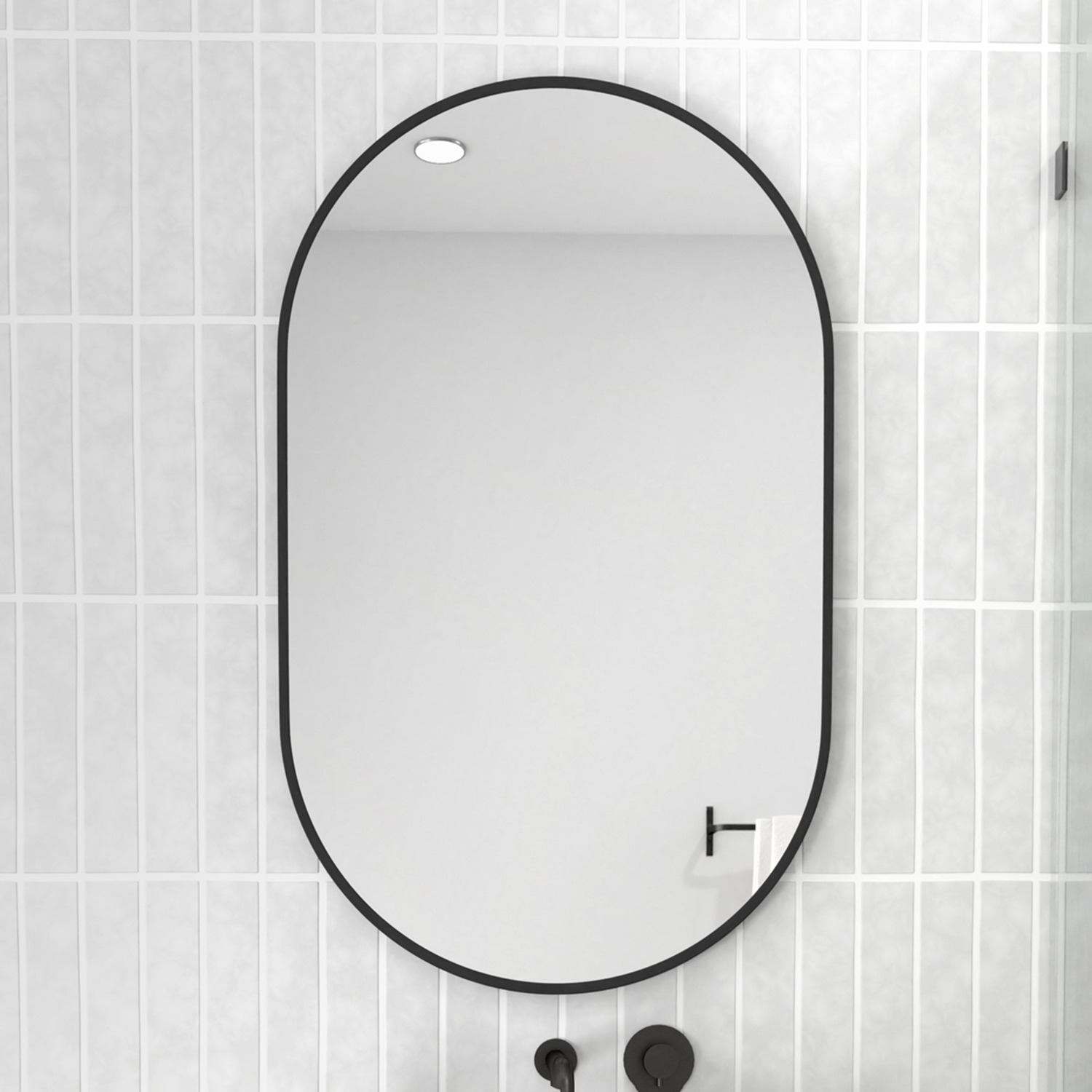 Black Peyton Oval Stainless Steel Wall Mirror