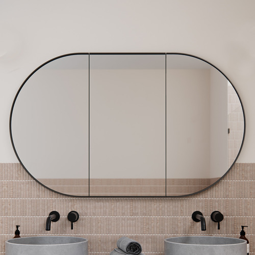 H76 X W120cm Caleb Pill-Shape Mirror Cabinet
