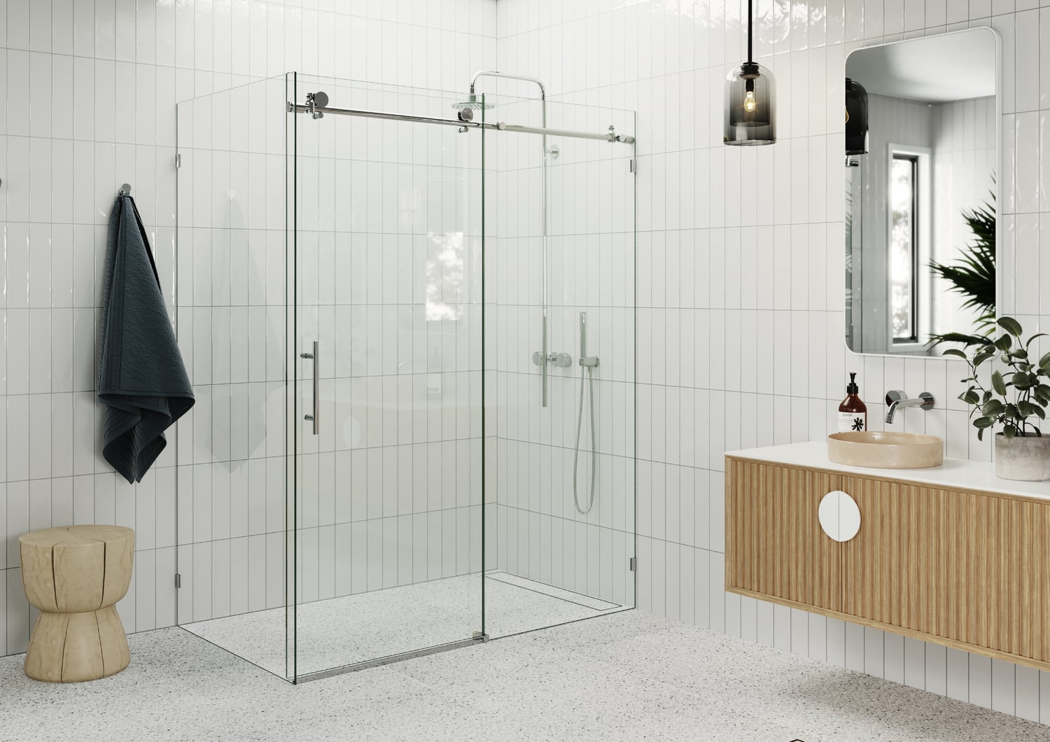 152cm Maddison Glass Sliding Shower Screen Enclosure