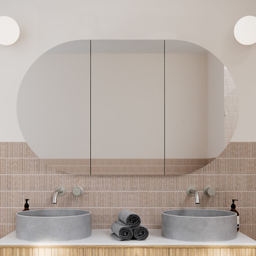 Ava 1200mm Pill Frameless Mirrored Shaving Cabinet with Glass Shelves