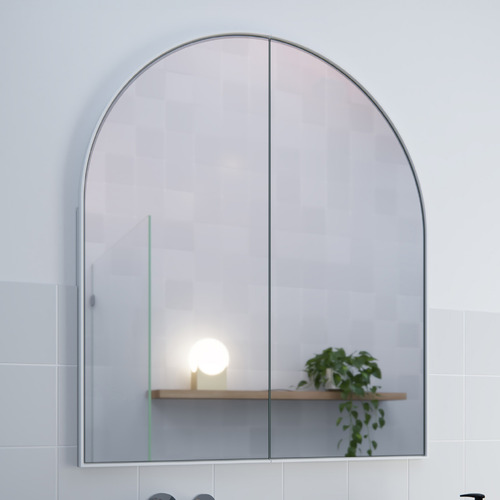 Ava 760mm Arch Mirrored Shaving Cabinet with Glass Shelves