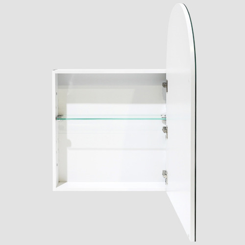 Ava 560mm Arch Frameless Mirrored Shaving Cabinet with Glass Shelf