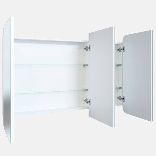 Ava 1200mm Frameless Mirrored Shaving Cabinet with Glass Shelves