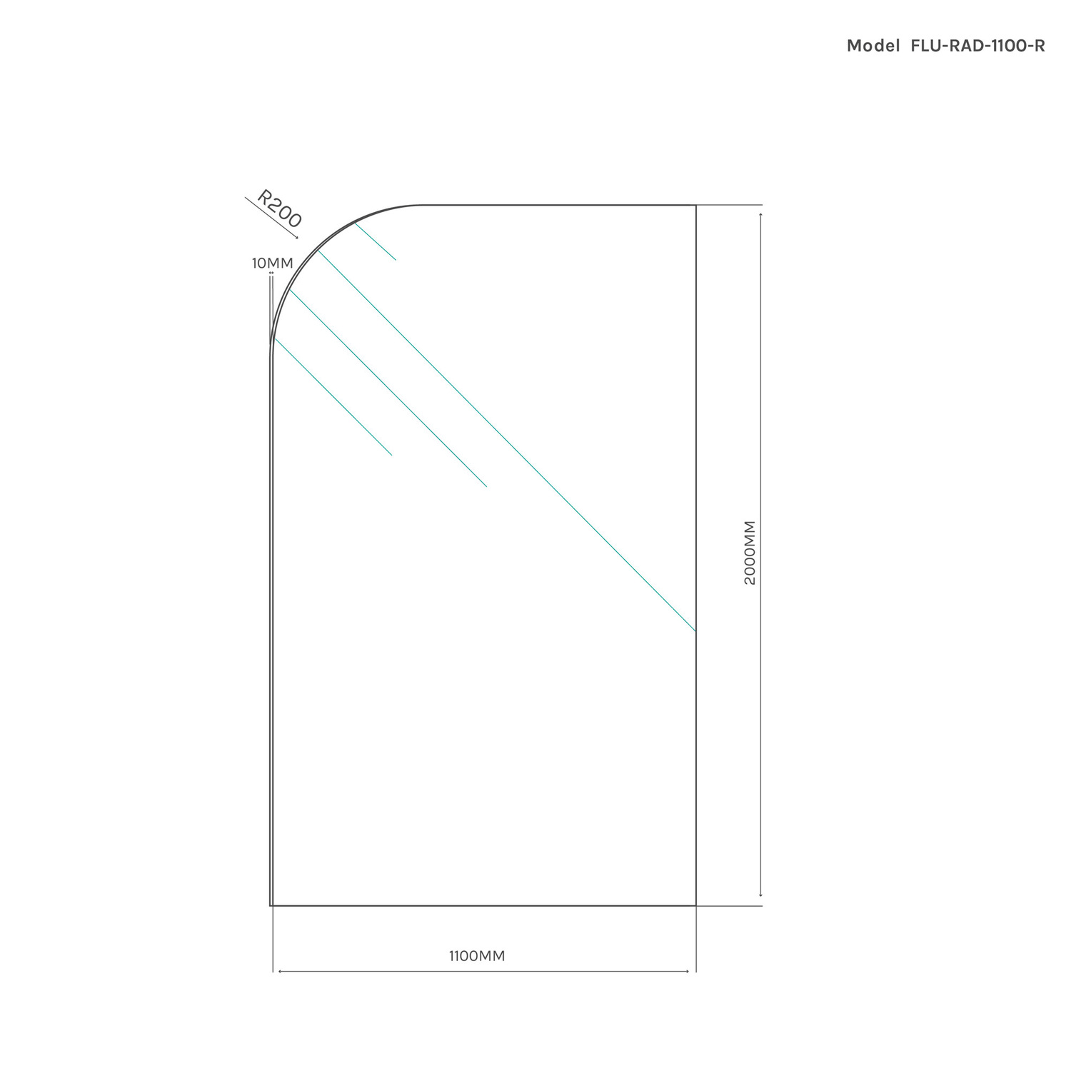 Right Curved Glass Fluted Shower Screen