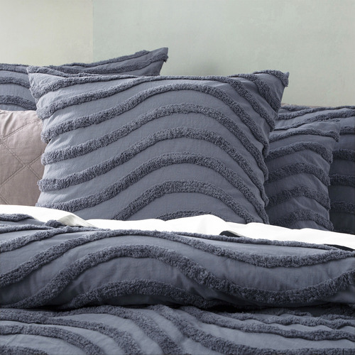 Blue Wave Vintage Washed Tufted Cotton Chenille Quilt Cover Set