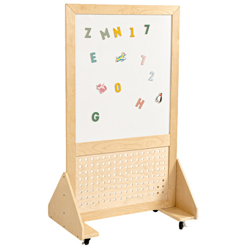 Jooyes Mobile Magnetic Whiteboard with Pegboard