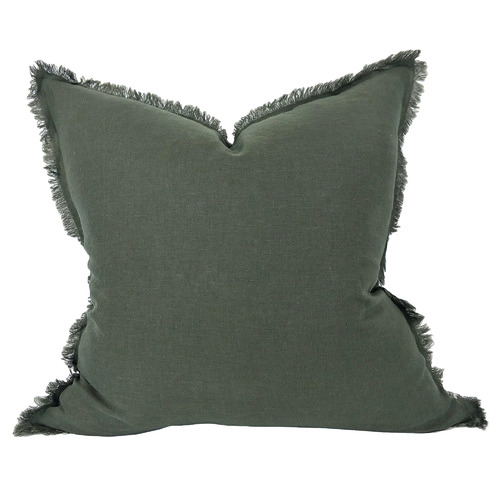 Hazelhurst Fringed French Linen Cushion