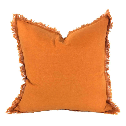 Hazelhurst Fringed French Linen Cushion