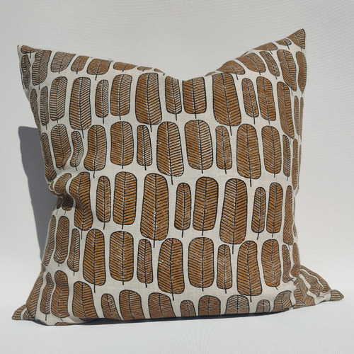 Artisan Block Printed Feather French Linen Cushion