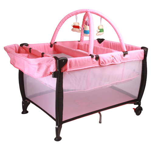Pink Portable Travel Cot with Temple & ster