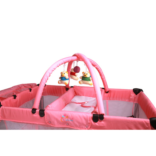 Pink Portable Travel Cot with Temple & ster