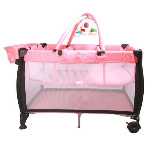 Pink Portable Travel Cot with Temple & ster