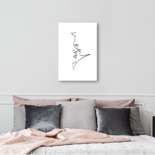 Kiss Line Stretched Canvas Wall Art