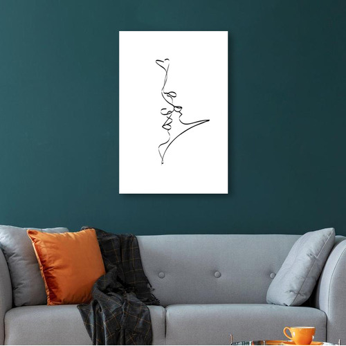 Kiss Line Stretched Canvas Wall Art