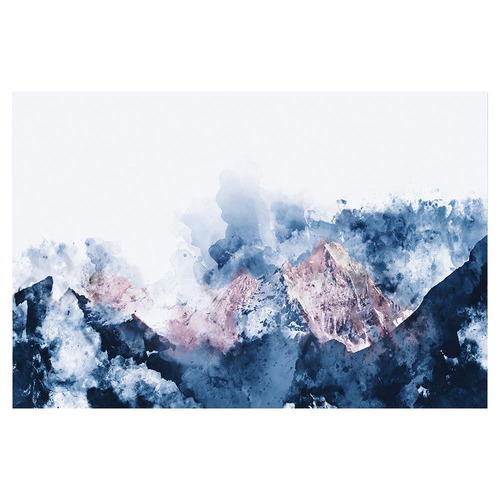 Snow Mountains & Blush Mountaintop Stretched Canvas Wall Art