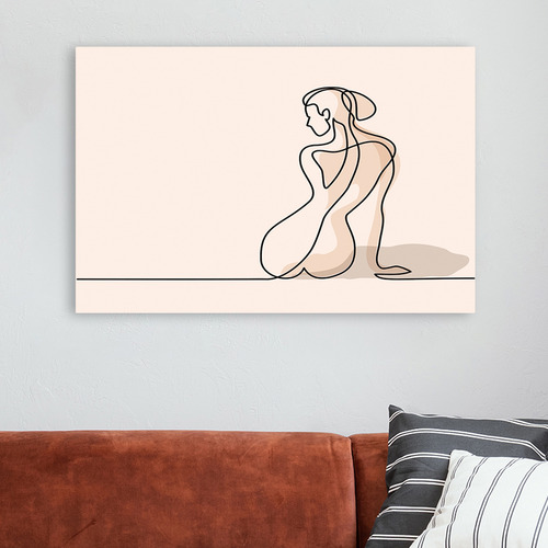 Woman Line Stretched Canvas Wall Art