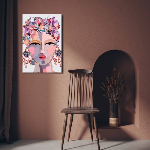 White Peony on Black Background Stretched Canvas Wall Art