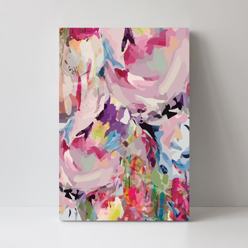 Floral Festival, Abstract Colours Stretched Canvas Wall Art