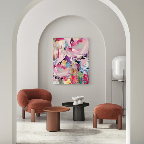 Floral Festival, Abstract Colours Stretched Canvas Wall Art