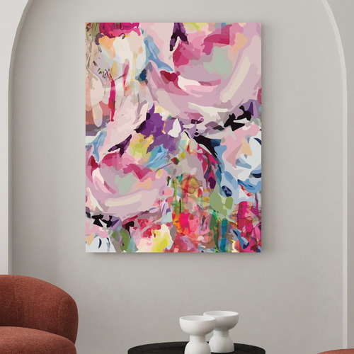 Floral Festival, Abstract Colours Stretched Canvas Wall Art