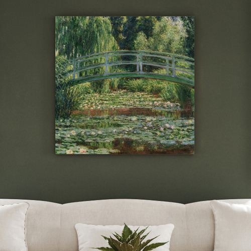 The Japanese Footbridge & The Water Lily Pool By Monet Stretched Canvas Wall Art