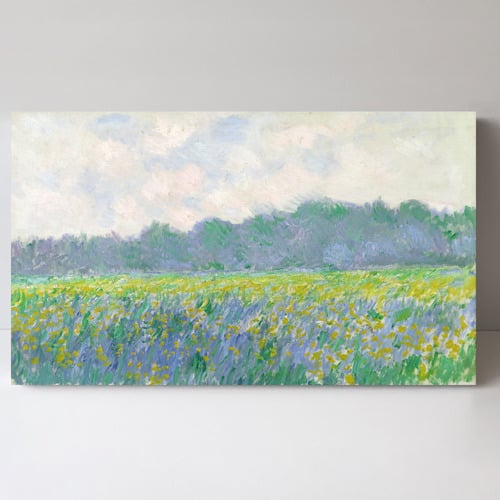Field of Yellow Irises At Giverny By Monet Stretched Canvas Wall Art