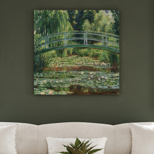 The Japanese Footbridge & The Water Lily Pool By Monet Stretched Canvas Wall Art