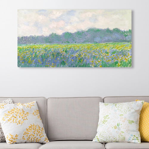 Field of Yellow Irises At Giverny By Monet Stretched Canvas Wall Art