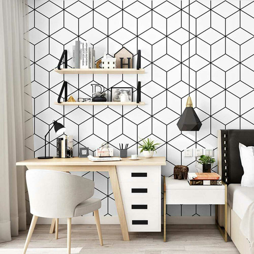 Black & White Abstract Hexagon Wall Decal