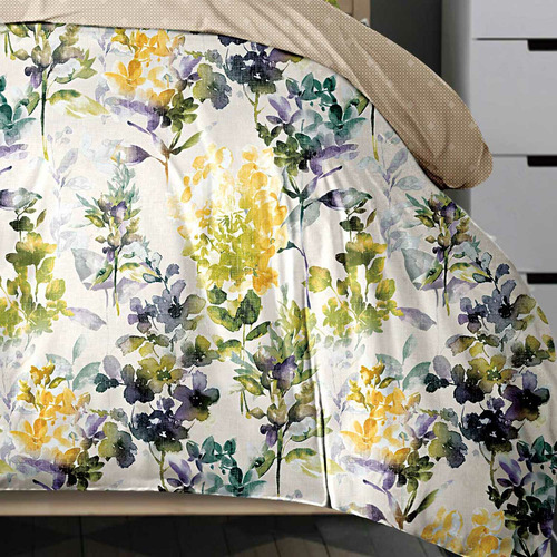 Yellow Sage Purple Fenna Leaf Quilt Cover Set