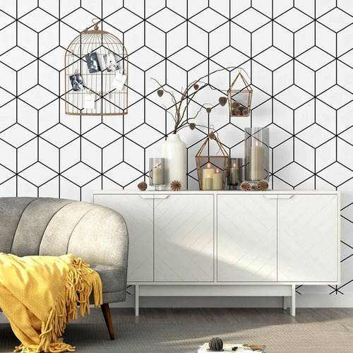 Black & White Abstract Hexagon Wall Decal