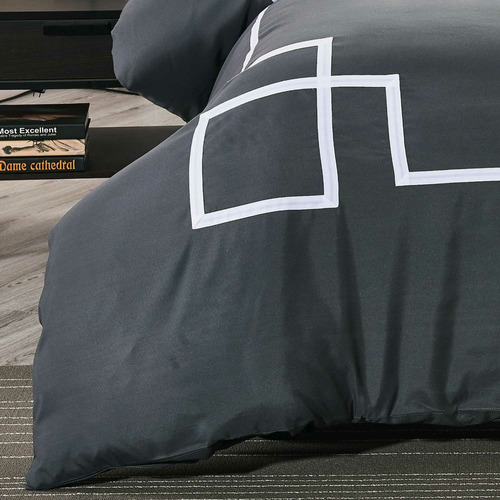 Charcoal Grey Burgess Quilt Cover Set