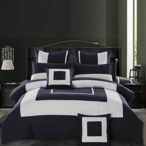 Grey Navy Blue Gabii Quilt Cover Set