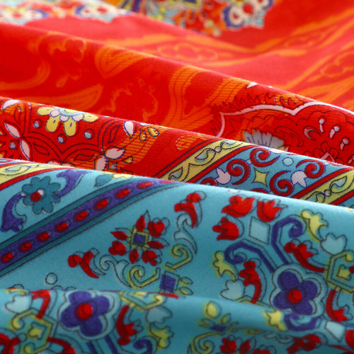 Striped Floral Boho Mandala Quilt Cover Set