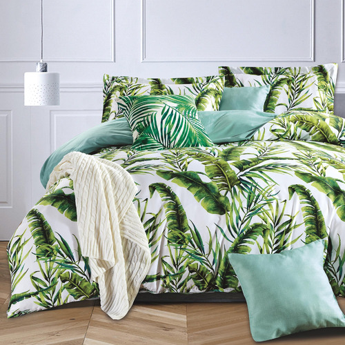 Nara Tropical Leaf Microfibre Quilt Cover Set
