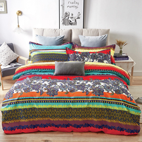 Luxton Myth Striped Boho Microfibre Quilt Cover Set Temple & ster