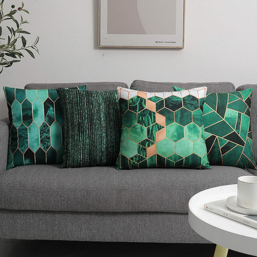 Luxton 4 Piece Green Cushion Cover Set Temple & ster
