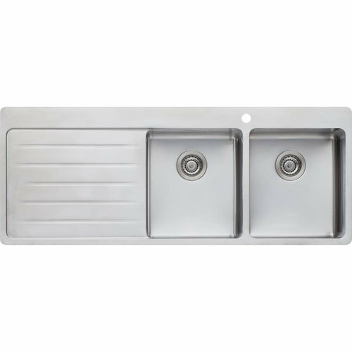 Oliveri Right Hand Double Topmount Kitchen Sink with Drainboard