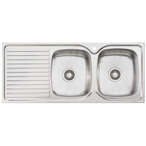 Endeavour Right Hand Double Sink Bowl with Drainer
