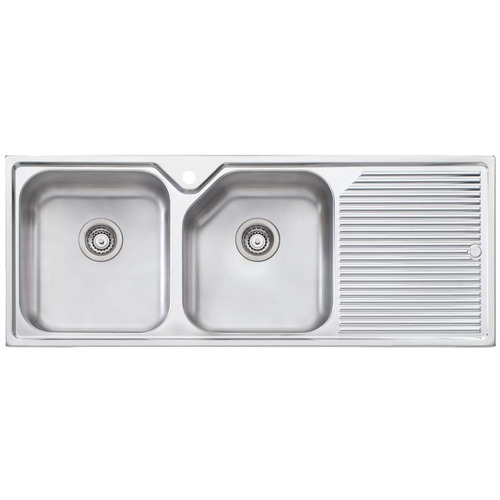 Nu-Petite Left Hand Topmount Double Sink Bowl with Drainer