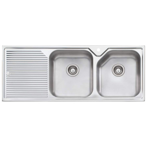 Nu-Petite Right Hand Topmount Double Sink Bowl with Drainer
