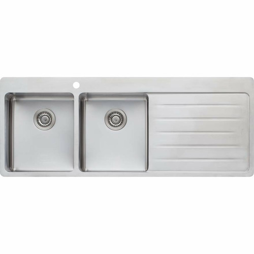 Sonetto Left Hand Topmount Double Sink Bowl with Drainer