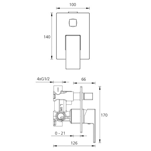 Chrome Prague Wall Mixer with Diverter