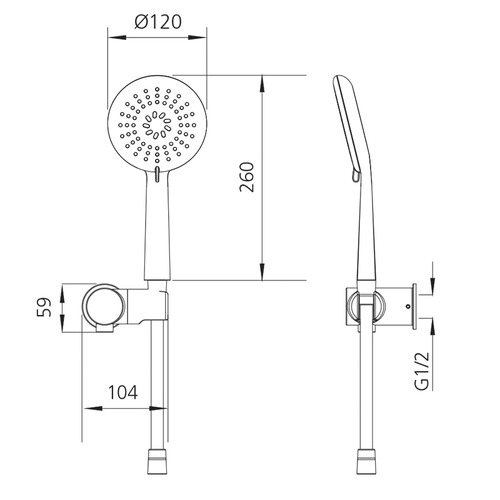 Chrome Copenhagen Hand-Held Shower with Bracket