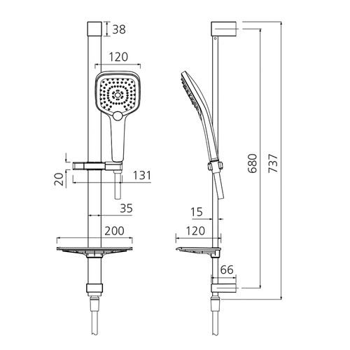 Monaco Hand-Held Shower with Rail