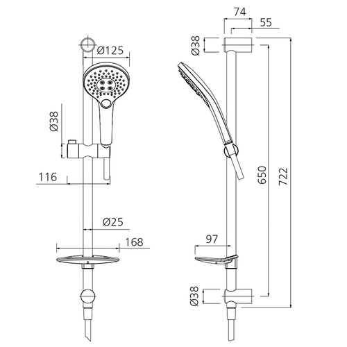 Rome Hand-Held Shower with Rail