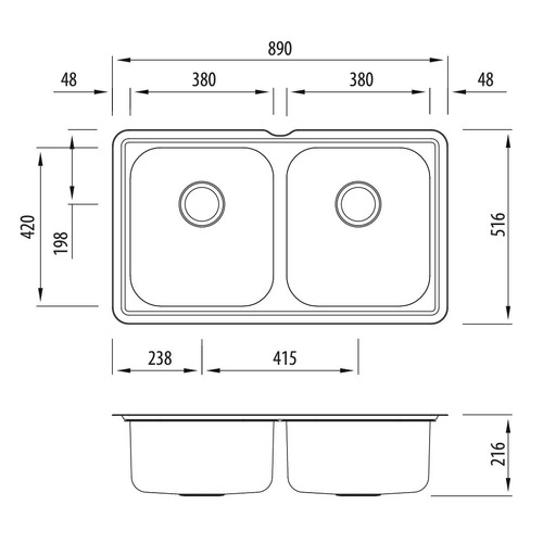 Nu-Petite Double Undermount Kitchen Sink