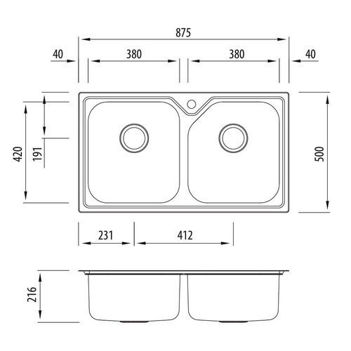 Nu-Petite Double Topmount Kitchen Sink