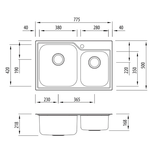 Nu-Petite Left Hand 1.75 Topmount Kitchen Sink