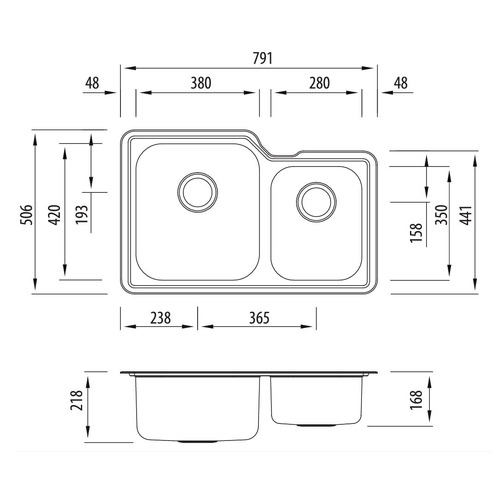 Nu-Petite Left Hand 1.75 Undermount Kitchen Sink